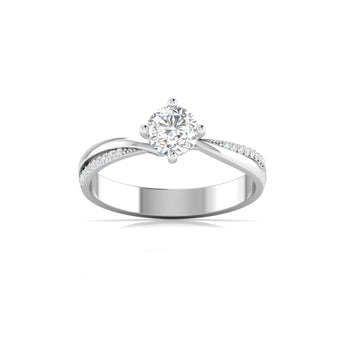Ivana Jewels Rings White Gold / 14KT Solitaire Engagement Ring with Round Diamond and Hidden Accents