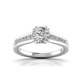 Ivana Jewels Rings White Gold / 14KT Solitaire With Side Diamond Ring