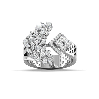 Ivana Jewels Rings White Gold / 14KT Starburst Diamond Statement Ring
