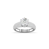Ivana Jewels Rings White Gold / 14KT Stunning Solitaire Diamond Ring with Triple Row Pave