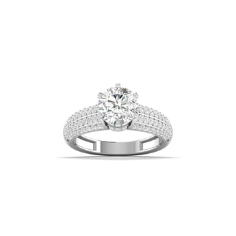 Ivana Jewels Rings White Gold / 14KT Stunning Solitaire Diamond Ring with Triple Row Pave