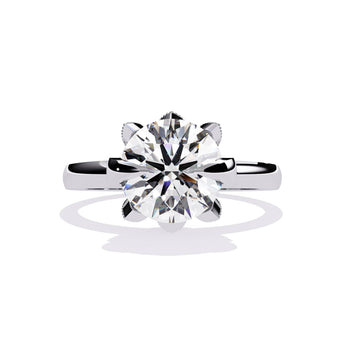 Ivana Jewels Rings White Gold / 14KT Wide Band Solitaire Diamond Ring