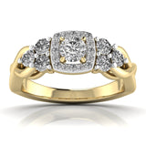 Ivana Jewels Rings Yellow Gold / 14KT 0.50 Carat Solitaire Square Halo Diamond Ring