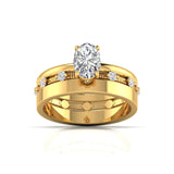 Ivana Jewels Rings Yellow Gold / 14KT 1.01 Carat Centre Solitaire Oval Diamond Celestial Circle Ring