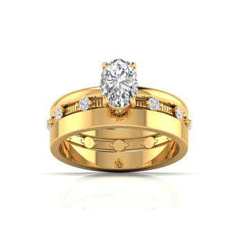 Ivana Jewels Rings Yellow Gold / 14KT 1.01 Carat Centre Solitaire Oval Diamond Celestial Circle Ring