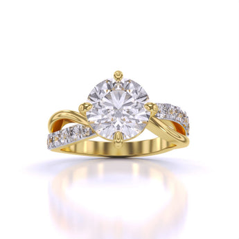Ivana Jewels Rings Yellow Gold / 14KT 2 Carat Round Cut Diamond Centre Solitaire Ring