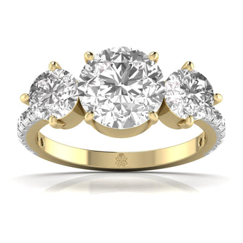 Ivana Jewels Rings Yellow Gold / 14KT 2 Carat Three Stone Classic Ring