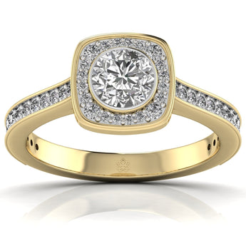 Ivana Jewels Rings Yellow Gold / 14KT 70 Pointers Round Cut Solitaire Diamond Halo Ring