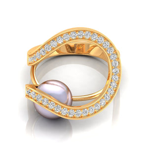 Ivana Jewels Rings Yellow Gold / 14KT Double Halo Pearl Ring