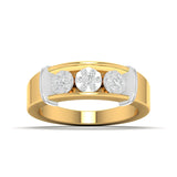 Ivana Jewels Rings Yellow Gold / 14KT Men's Three-Stone Diamond Band