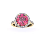 Ivana Jewels Rings Yellow Gold / 14KT Pink Tourmaline Ring with Round Diamonds