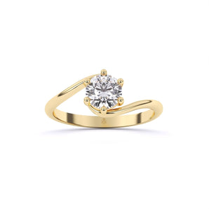 Ivana Jewels Rings Yellow Gold / 14KT Simplicity Curve Solitaire Ring