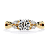 Ivana Jewels Rings Yellow Gold / 14KT Single Stone Diamond Ring with Side Stones
