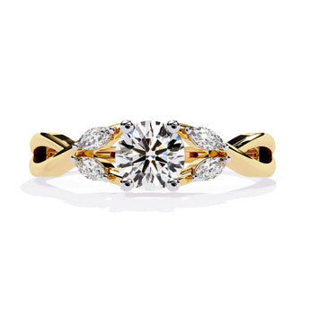 Ivana Jewels Rings Yellow Gold / 14KT Single Stone Diamond Ring with Side Stones