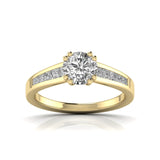Ivana Jewels Rings Yellow Gold / 14KT Solitaire With Side Diamond Ring
