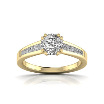 Ivana Jewels Rings Yellow Gold / 14KT Solitaire With Side Diamond Ring