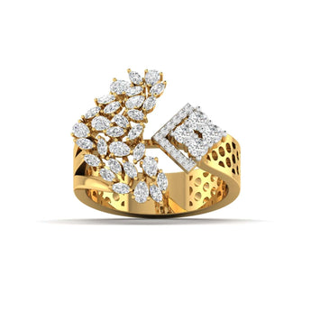 Ivana Jewels Rings Yellow Gold / 14KT Starburst Diamond Statement Ring