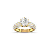Ivana Jewels Rings Yellow Gold / 14KT Stunning Solitaire Diamond Ring with Triple Row Pave